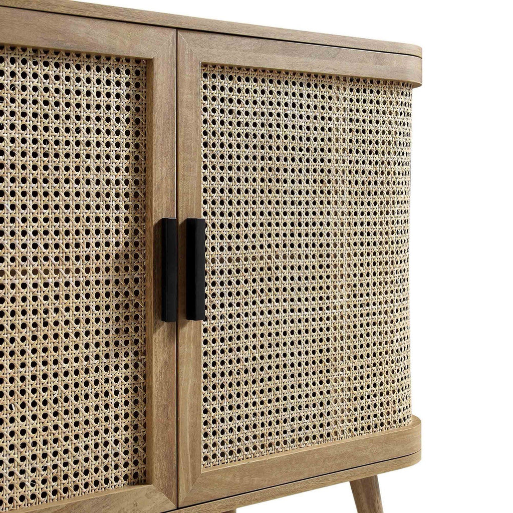 Daals Izzy Curved Rattan 2-Door Small Sideboard, Natural