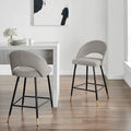 Dusk Lola Stone Grey Linen Look & Black Set of 2 Barstools RRP £169