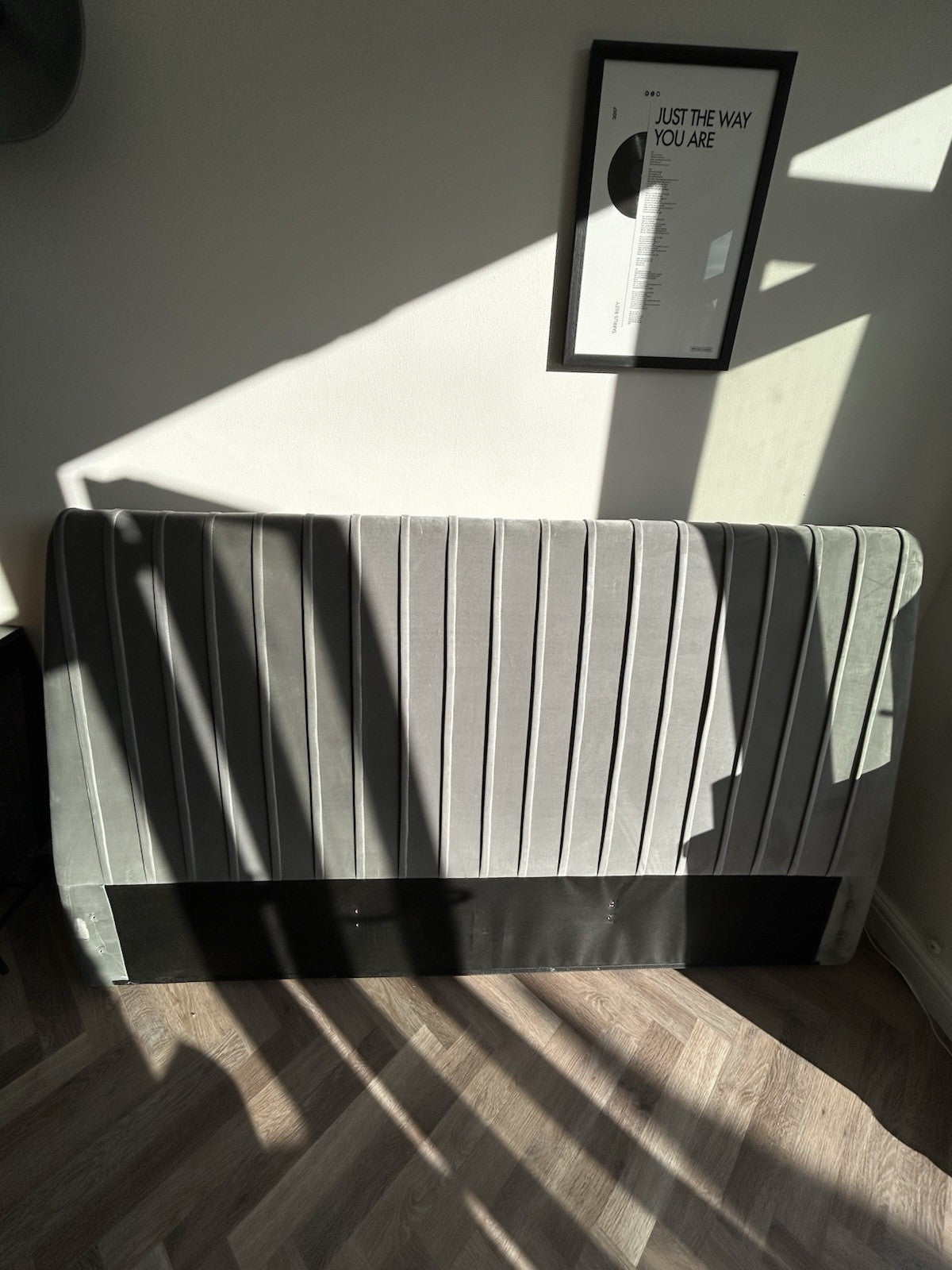 Daals Helia Pleated Silver Grey Velvet Headboard - Super King