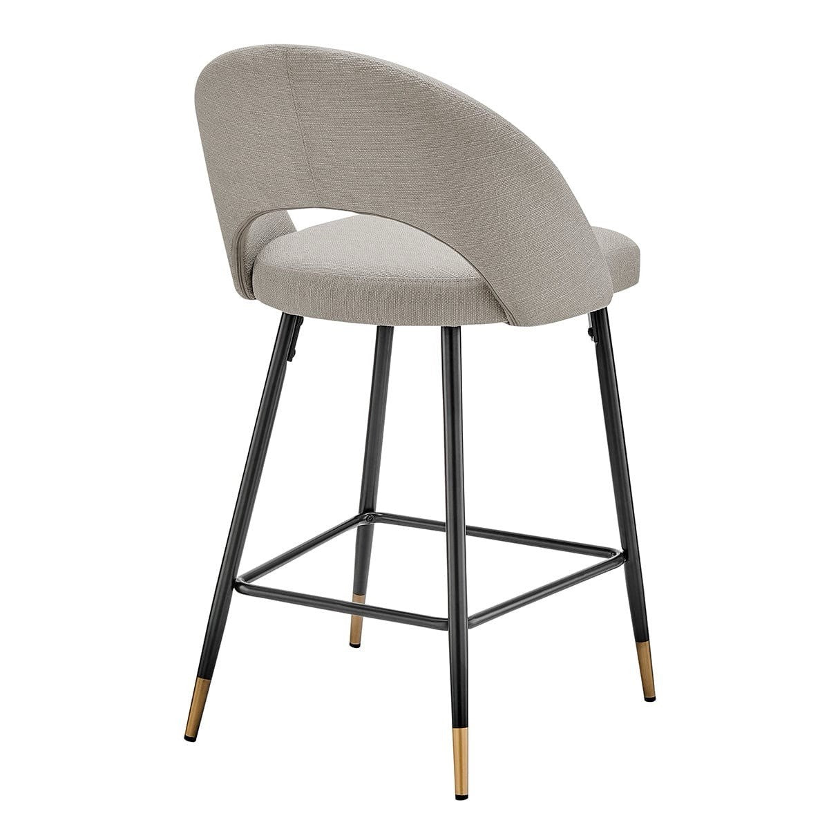 Dusk Lola Stone Grey Linen Look & Black Set of 2 Barstools RRP £169