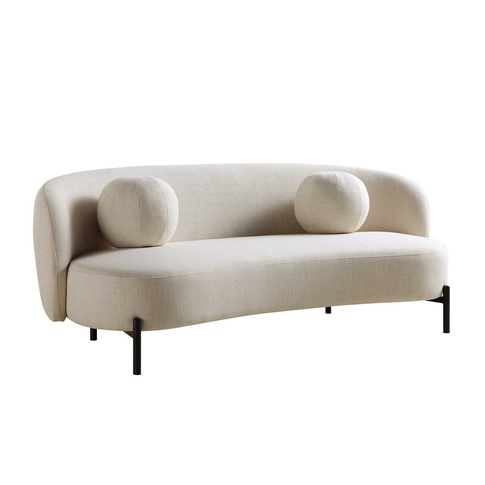Daals Amboise 3-Seater Curved Sofa with Ball Cushions, Beige Linen Blend