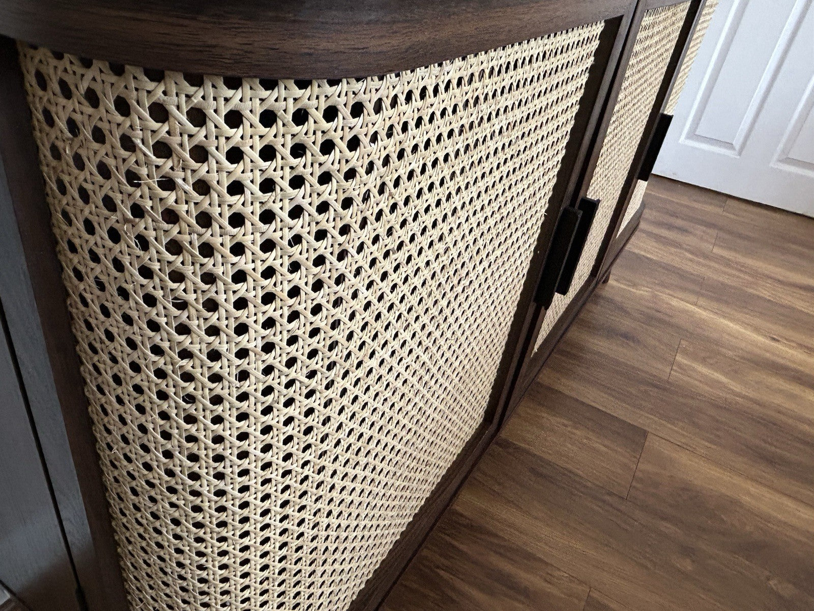 Daals Izzy Curved Rattan Large 3-Door Sideboard, Walnut