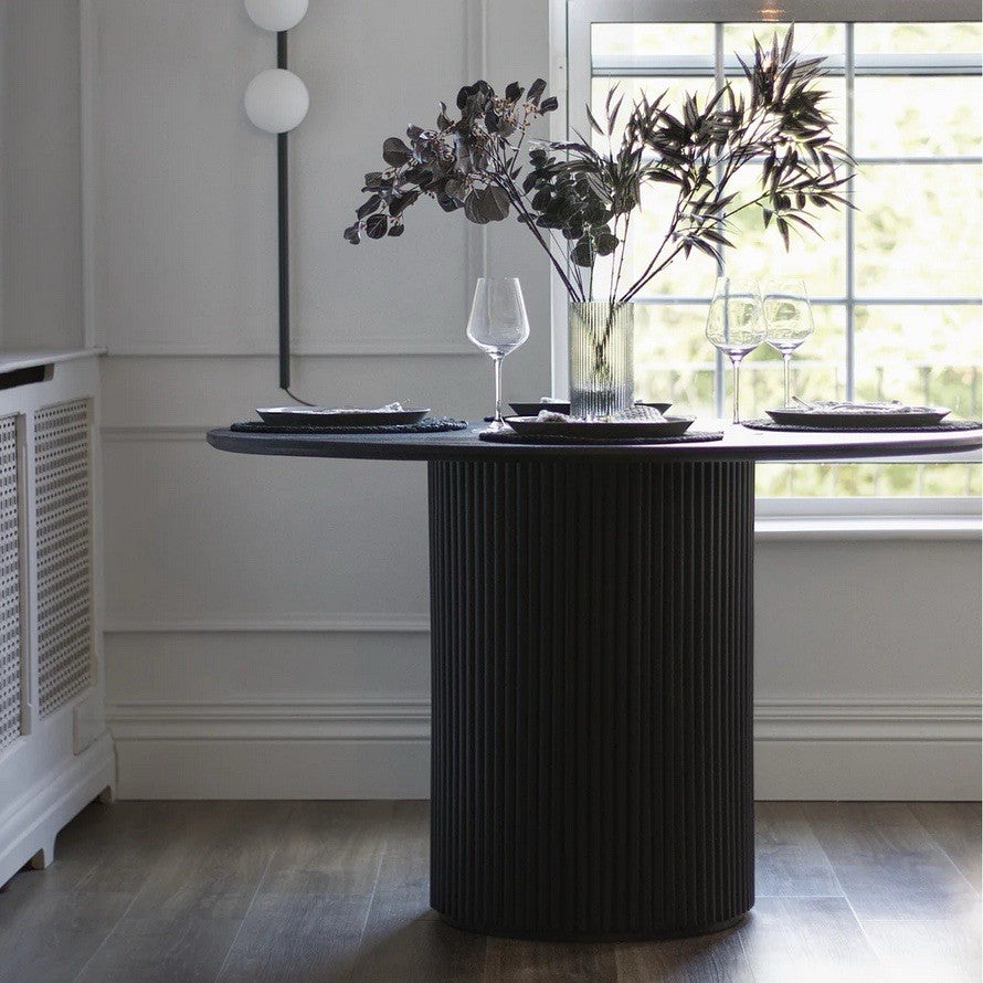 Corndell Lucas Black Round Pedestal Dining Table RRP £679