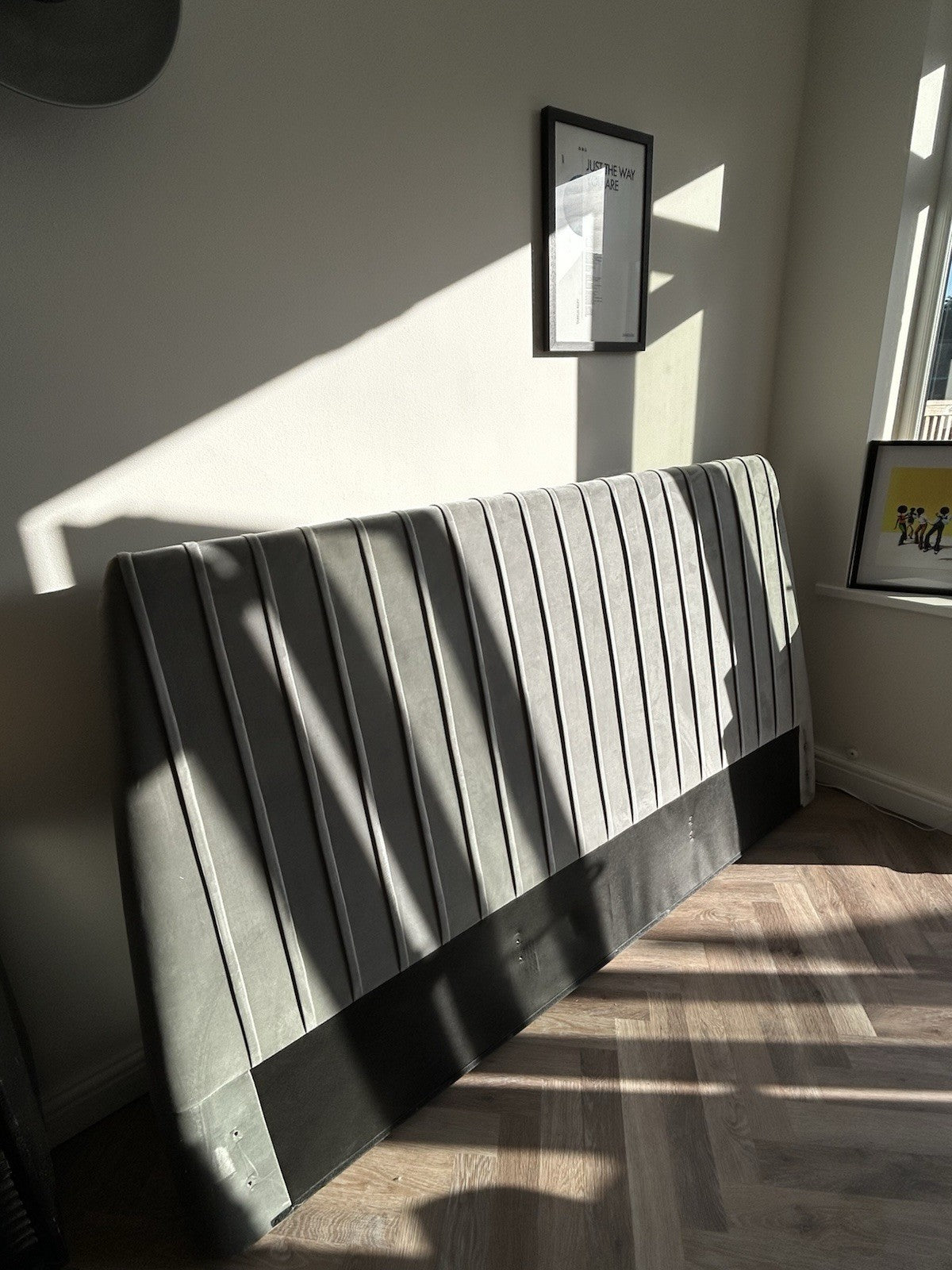 Daals Helia Pleated Silver Grey Velvet Headboard - Super King