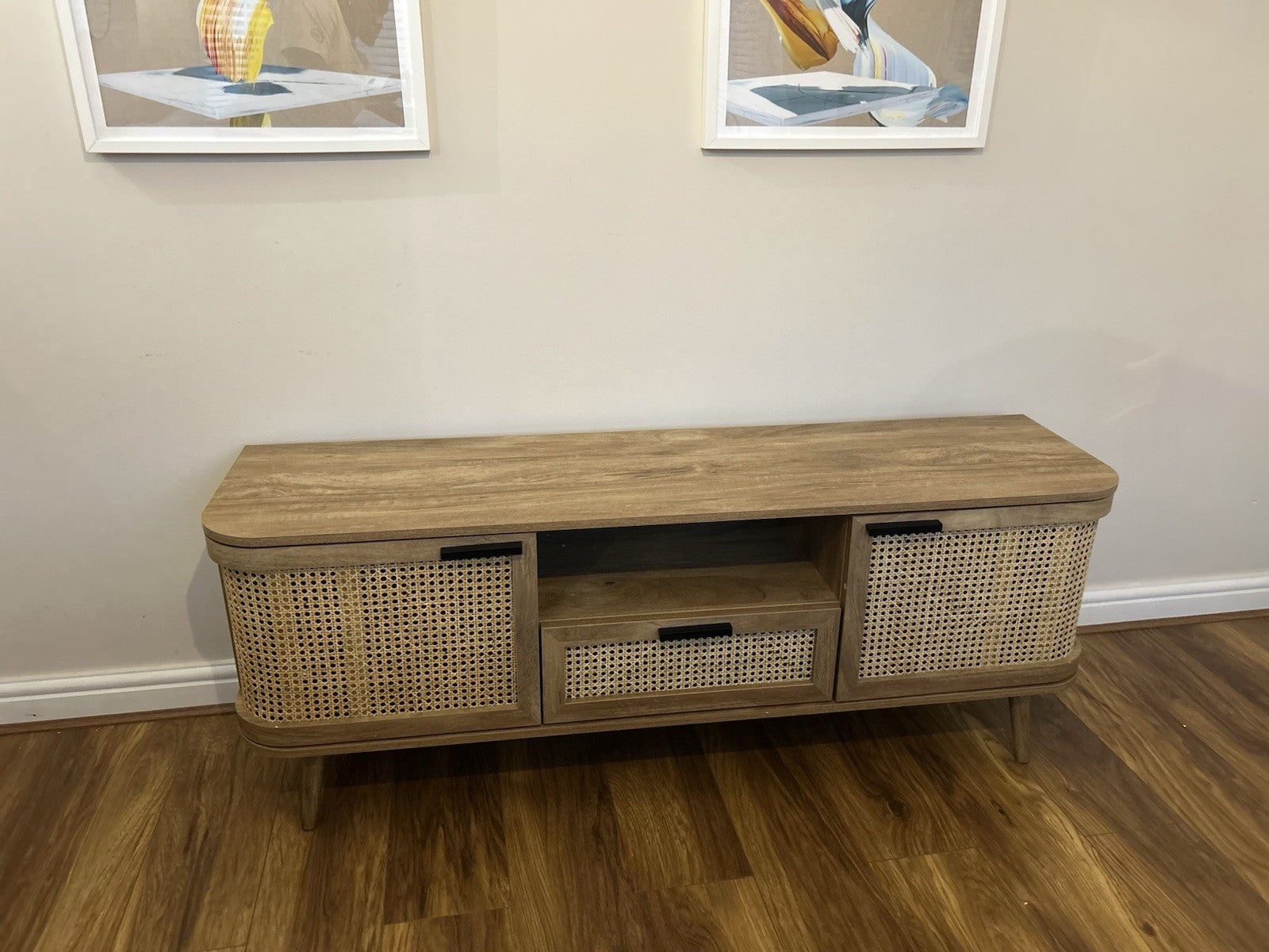 New Daals Izzy Curved Rattan 150cm TV Unit, Natural