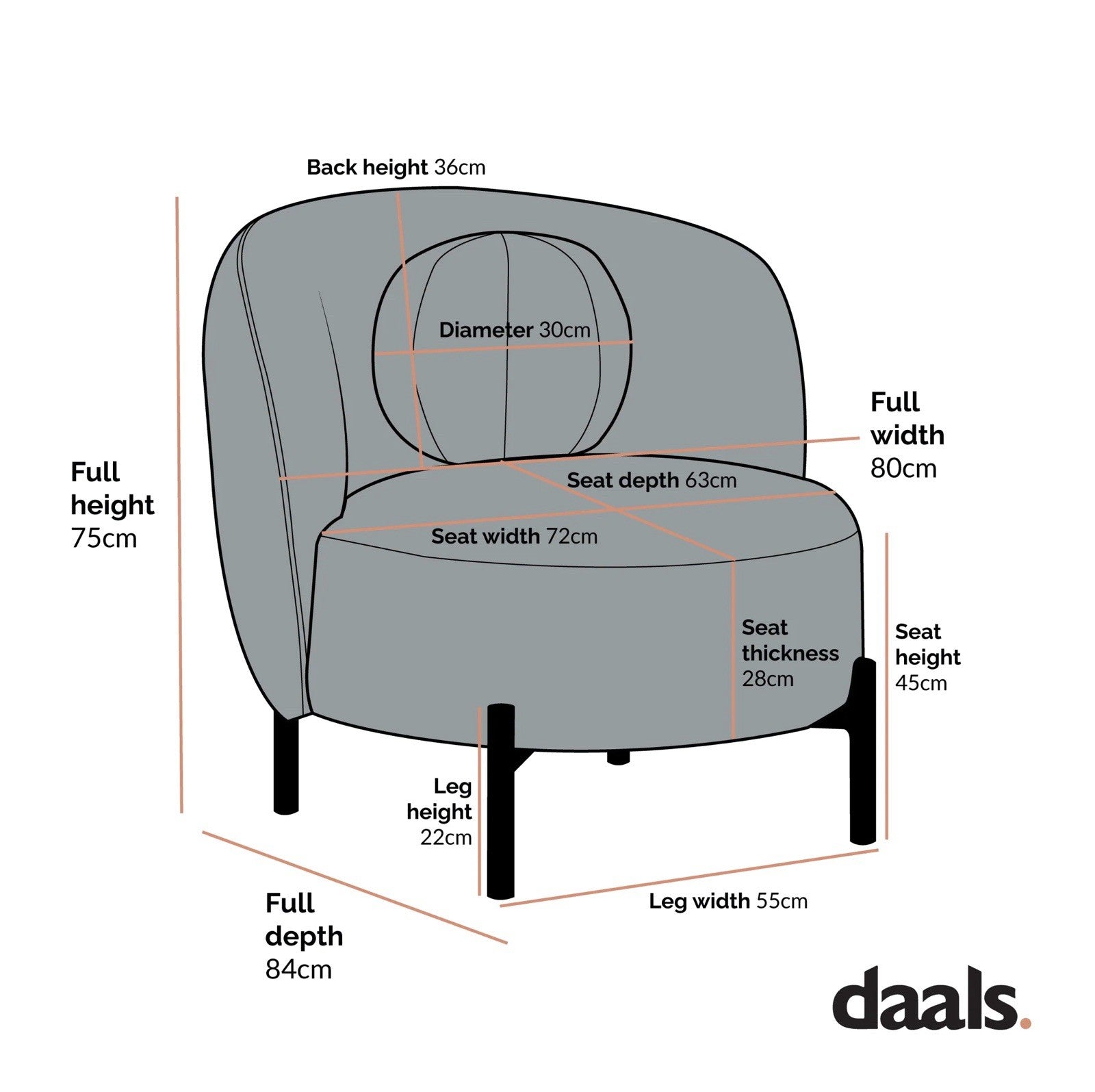 Daals Amboise Armchair with Ball Cushion, Beige Linen Blend