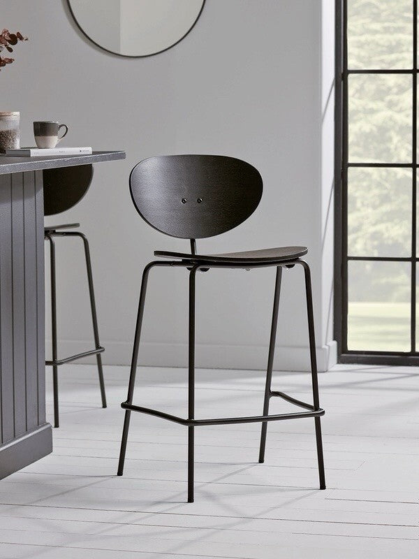 Cox & Cox High Back Counter / Bar Stool - Black