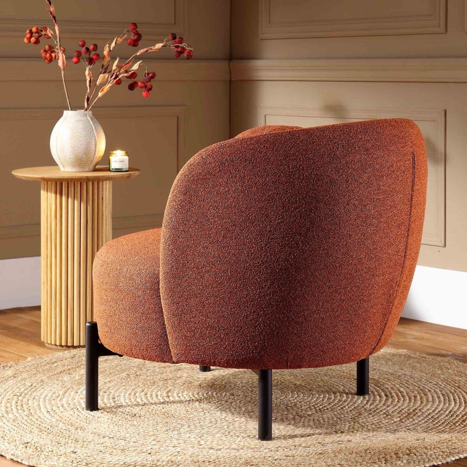 Daals Amboise Armchair with Ball Cushion, Brick Boucle (2 available)