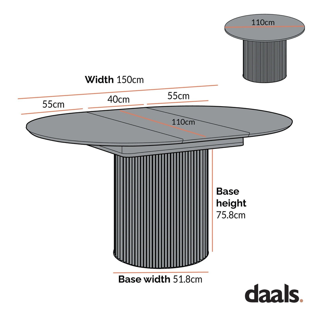 New Daals Maru Round 4-6 Seater Extending Dining Table, Oak Pedestal Japandi