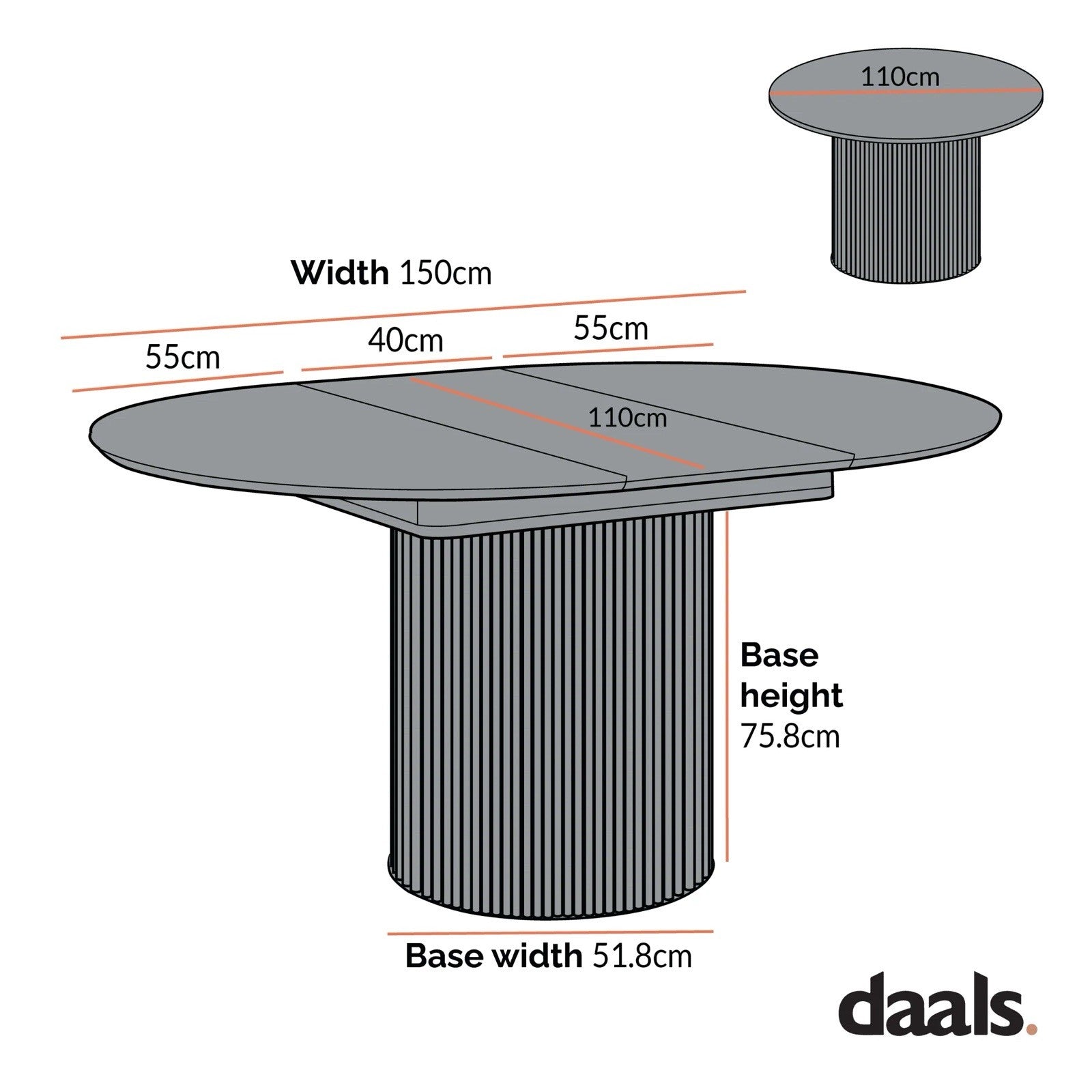 New Daals Maru Round 4-6 Seater Extending Dining Table, Oak Pedestal Japandi