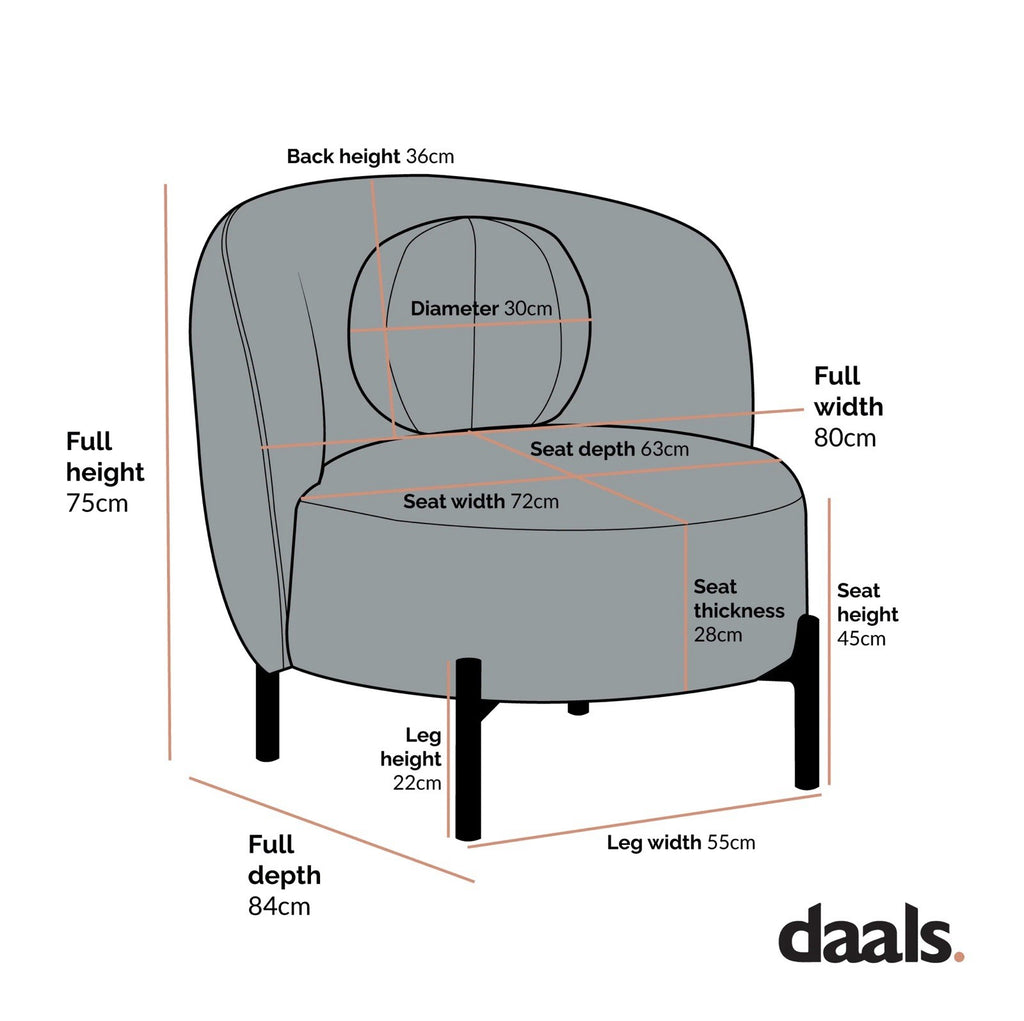 Daals Amboise Armchair with Ball Cushion, Brick Boucle (2 available)