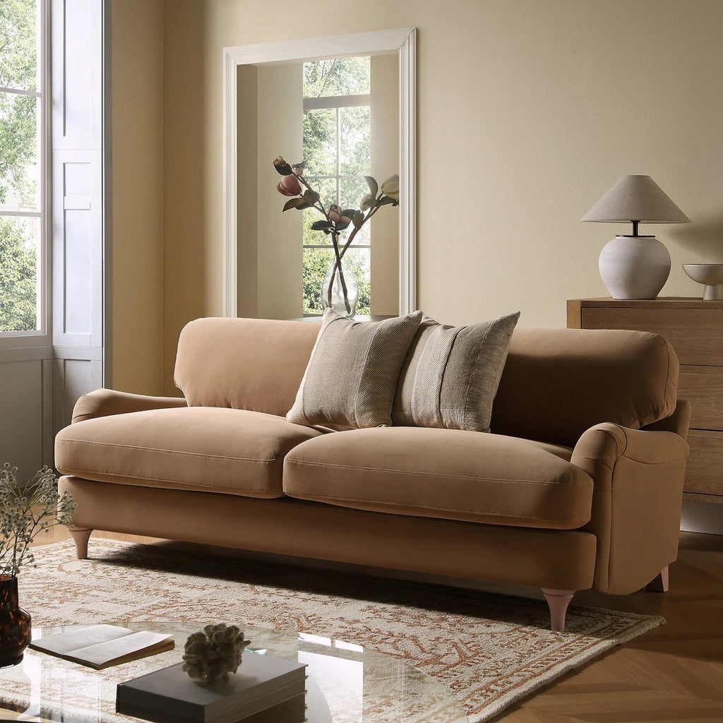 Daals Daphnis Camel Velvet Sofa, 3-Seater RRP 699