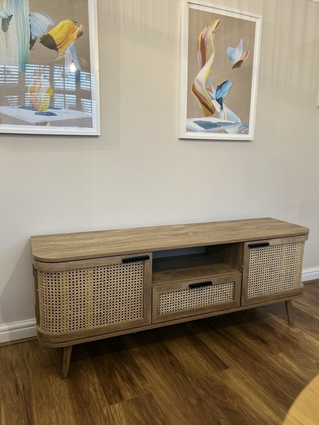 New Daals Izzy Curved Rattan 150cm TV Unit, Natural