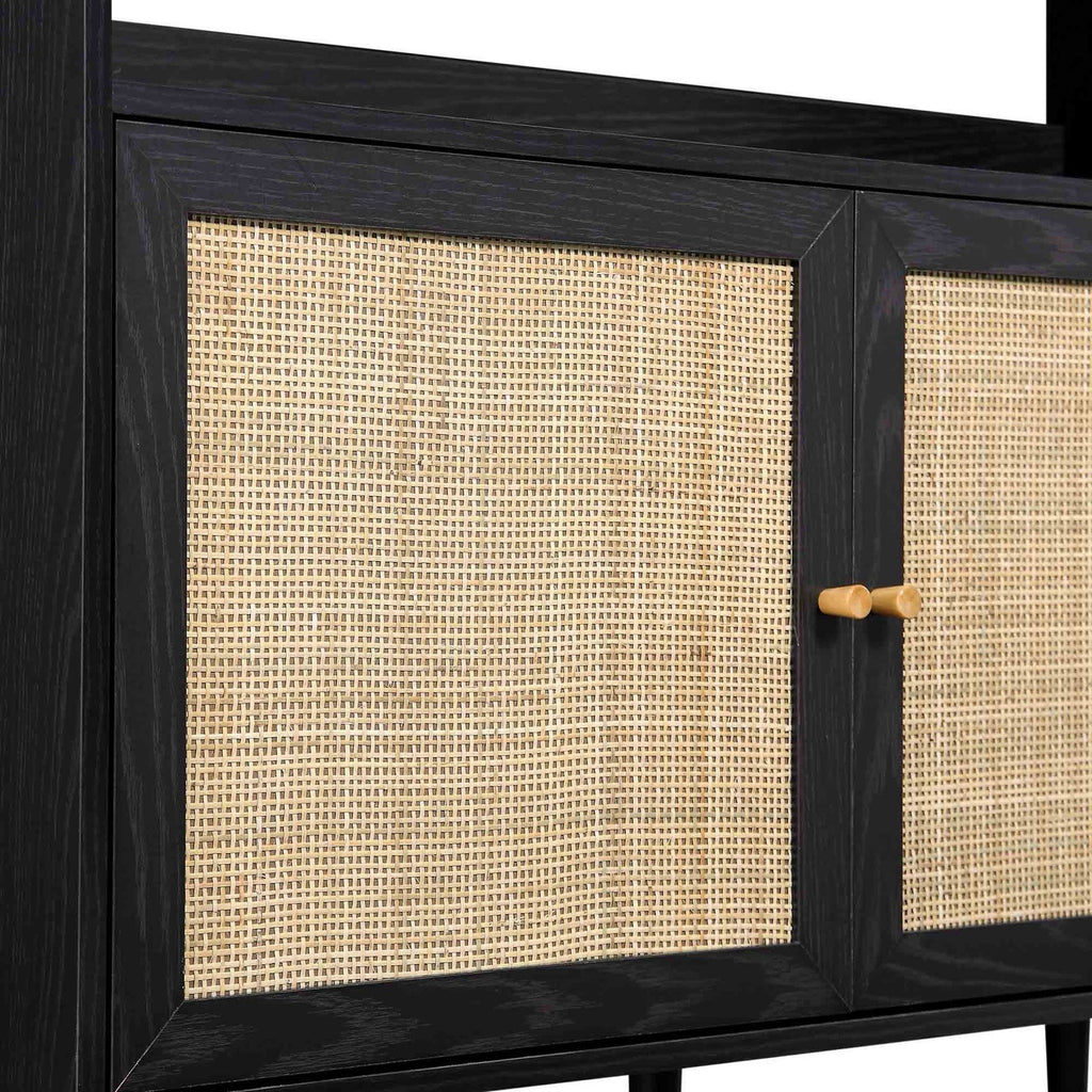 Daals Frances Woven Rattan Bookcase, Black
