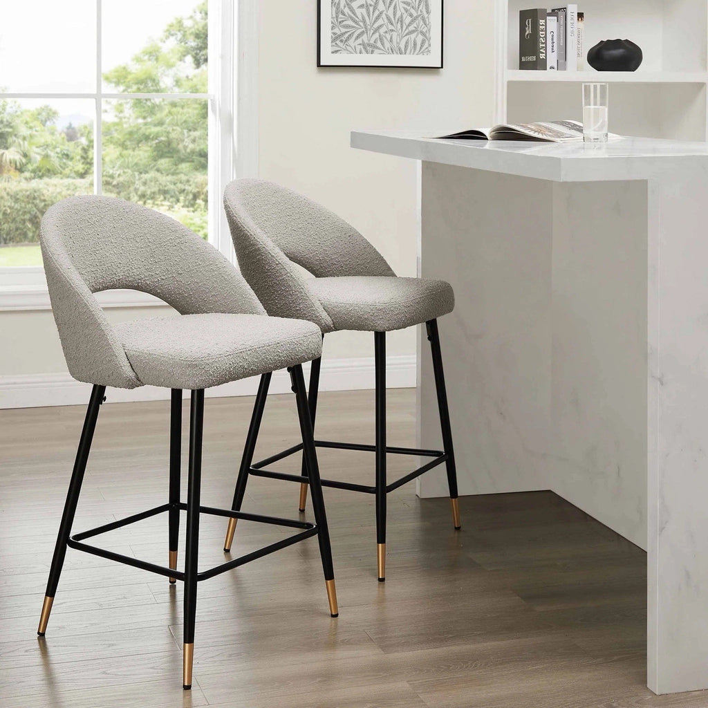 Dusk Lola Pair of Barstools in Taupe Boucle Fabric RRP £169