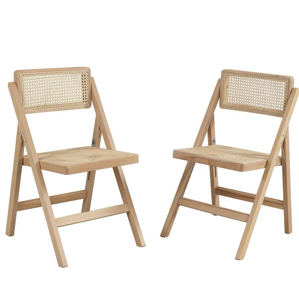 Daals Frances Set of 2 Folding Cane Rattan Chairs, Natural