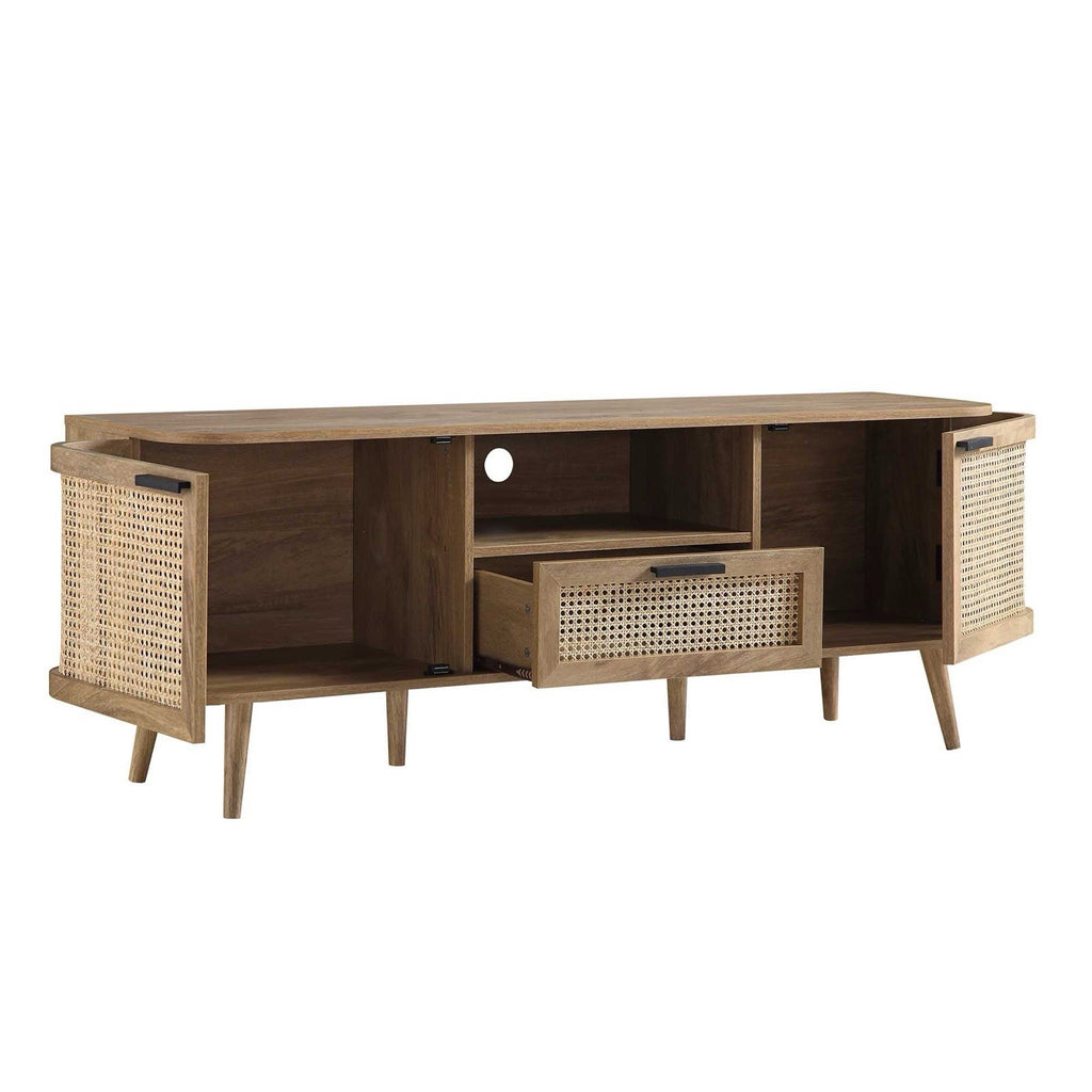 New Daals Izzy Curved Rattan 150cm TV Unit, Natural