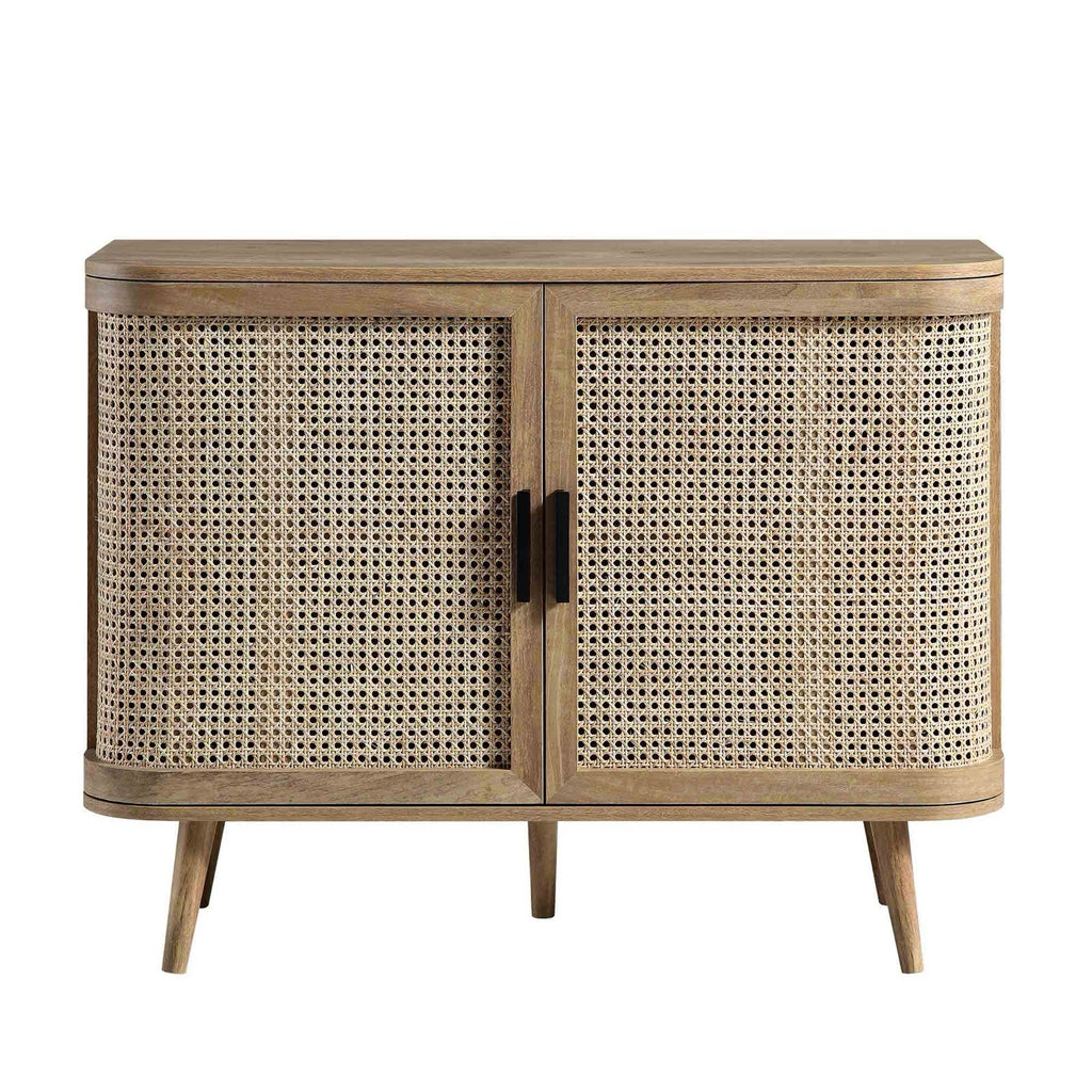 Daals Izzy Curved Rattan 2-Door Small Sideboard, Natural