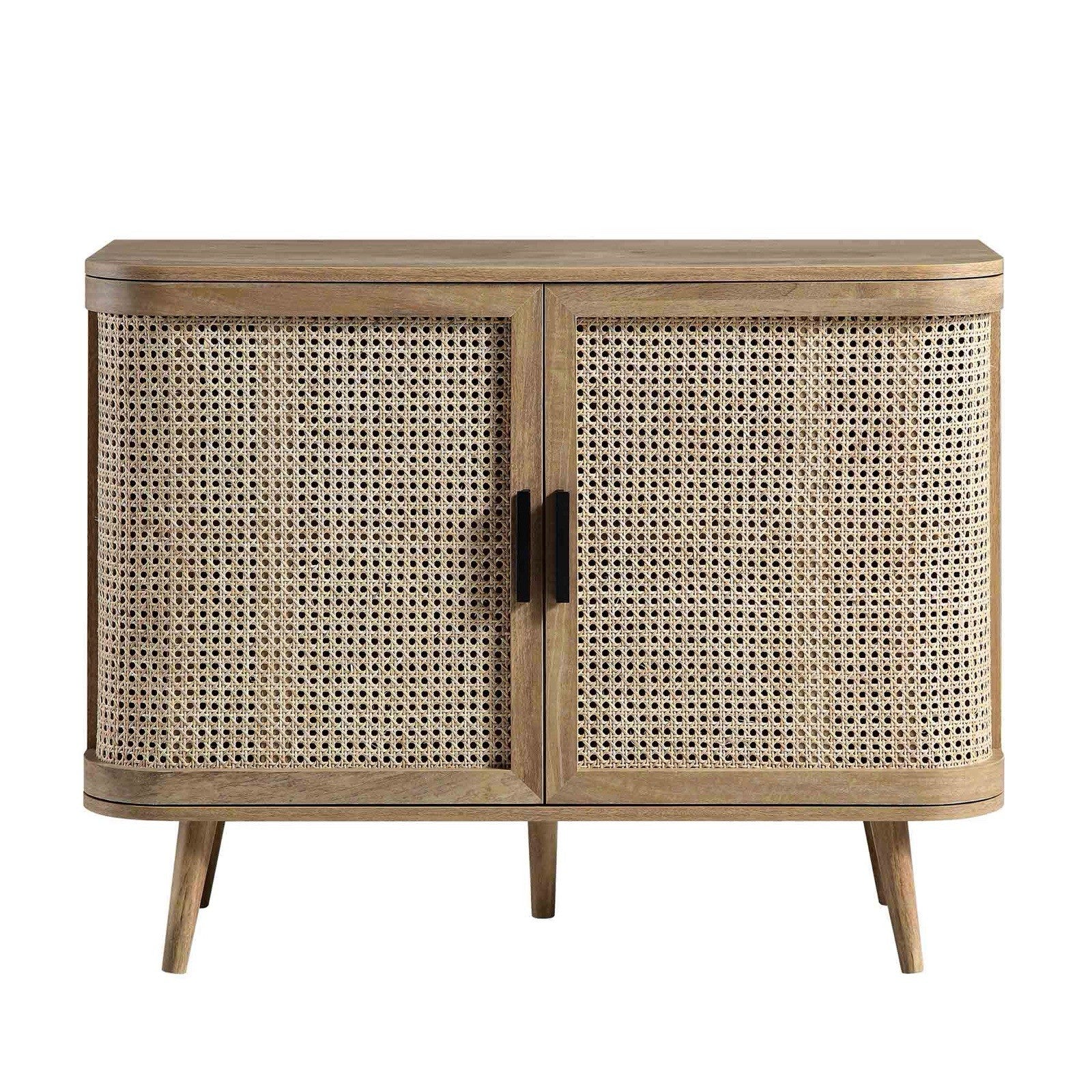 Daals Izzy Curved Rattan 2-Door Small Sideboard, Natural