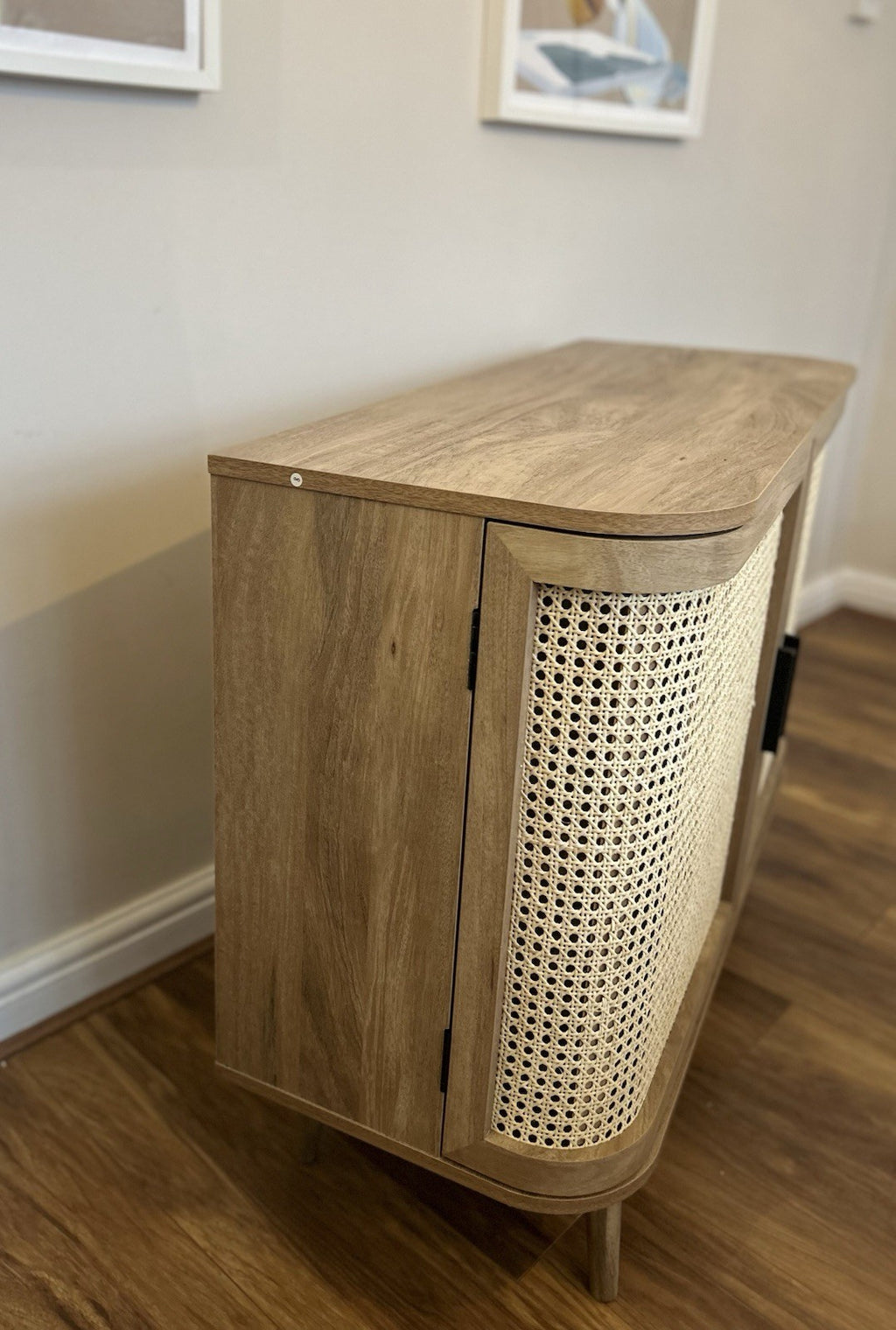Daals Izzy Curved Rattan 2-Door Small Sideboard, Natural