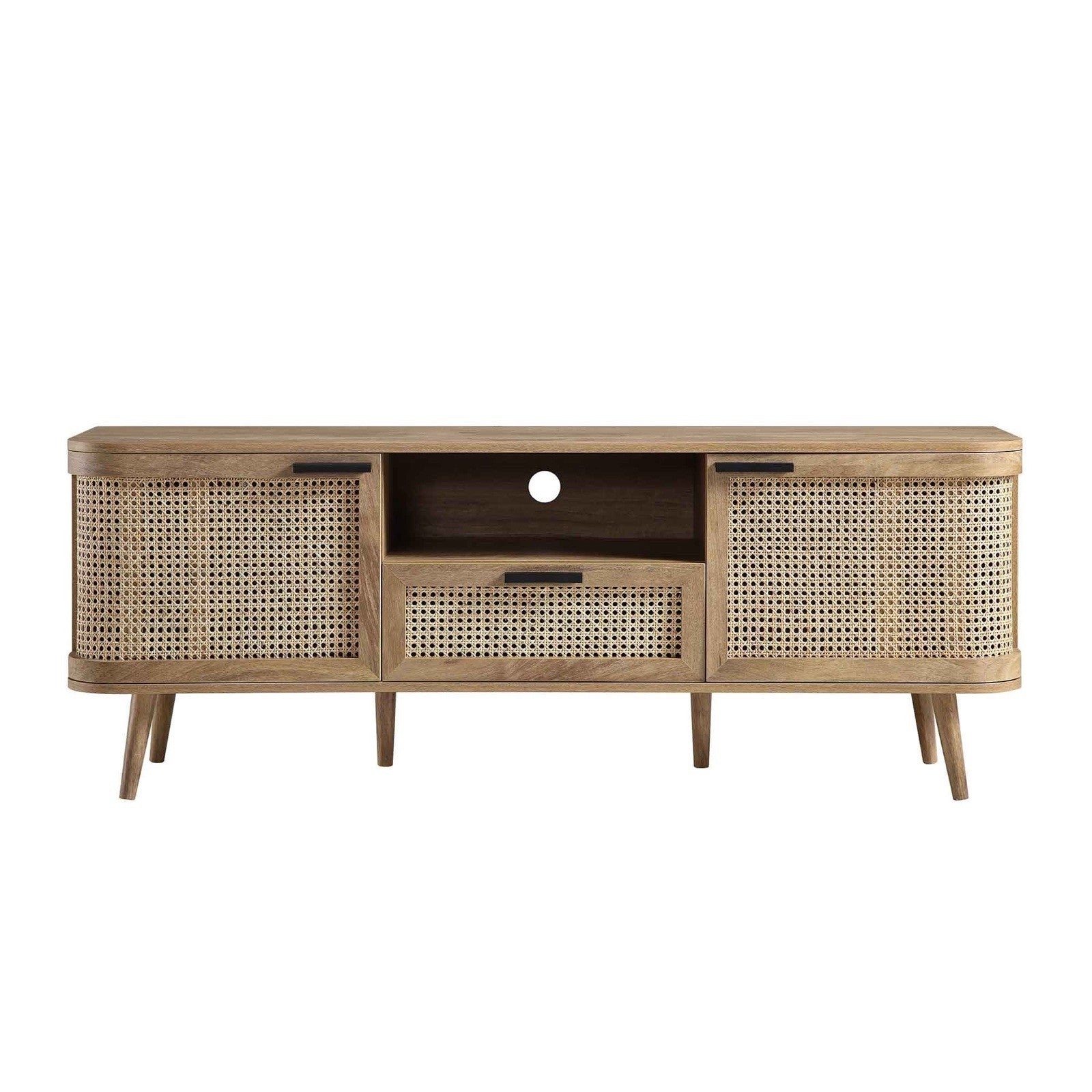 New Daals Izzy Curved Rattan 150cm TV Unit, Natural