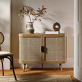 Daals Izzy Curved Rattan 2-Door Small Sideboard, Natural