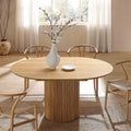 New Daals Maru Round 4-6 Seater Extending Dining Table, Oak Pedestal Japandi