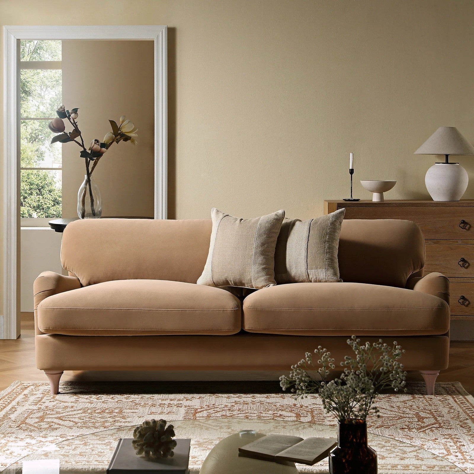 Daals Daphnis Camel Velvet Sofa, 3-Seater RRP 699