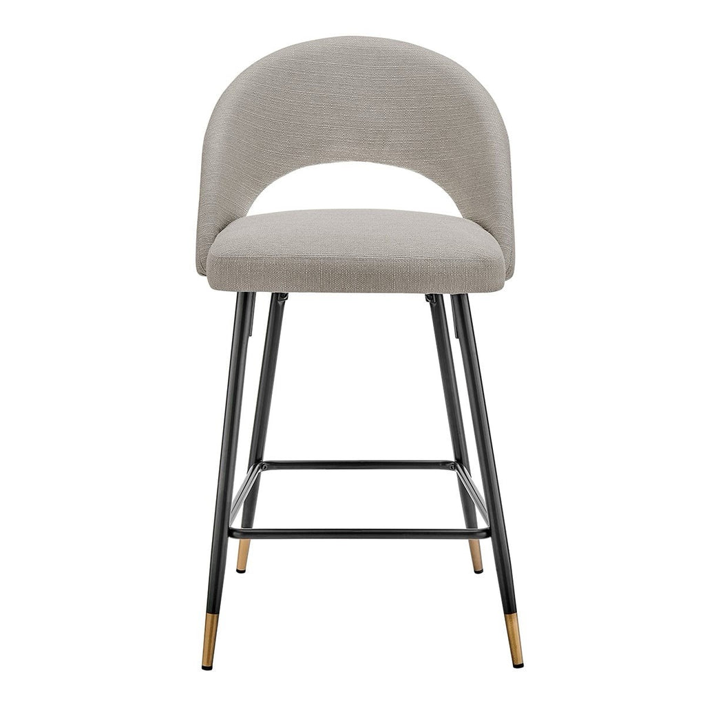 Dusk Lola Stone Grey Linen Look & Black Set of 2 Barstools RRP £169