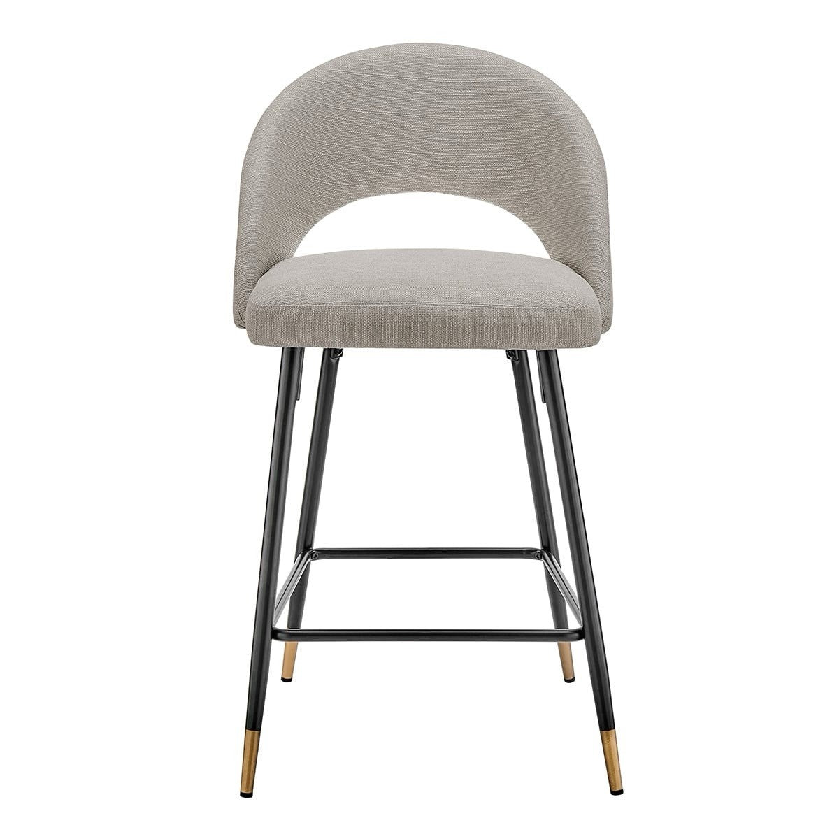 Dusk Lola Stone Grey Linen Look & Black Set of 2 Barstools RRP £169