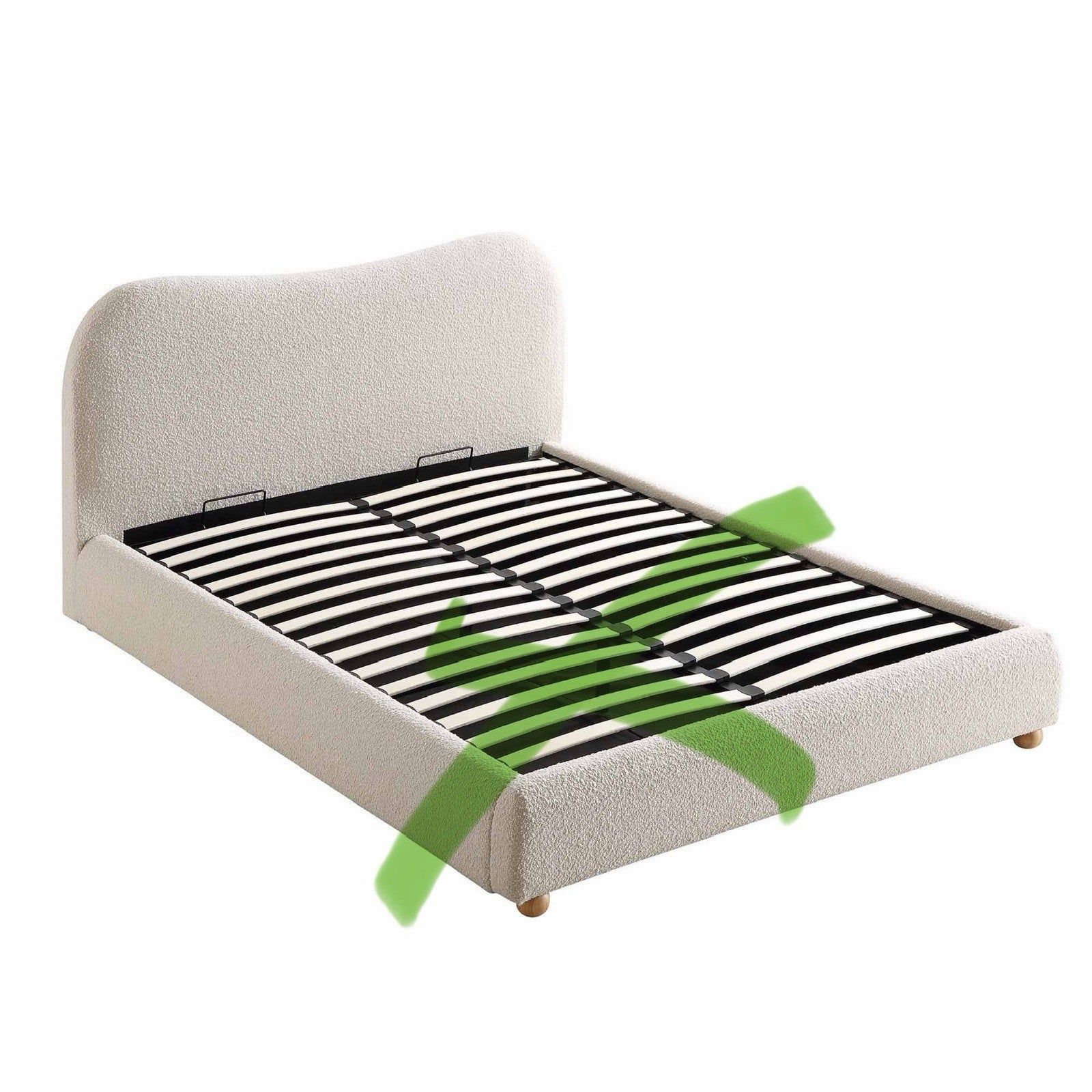 Daals Curved Headboard In Beige Boucle - King Size