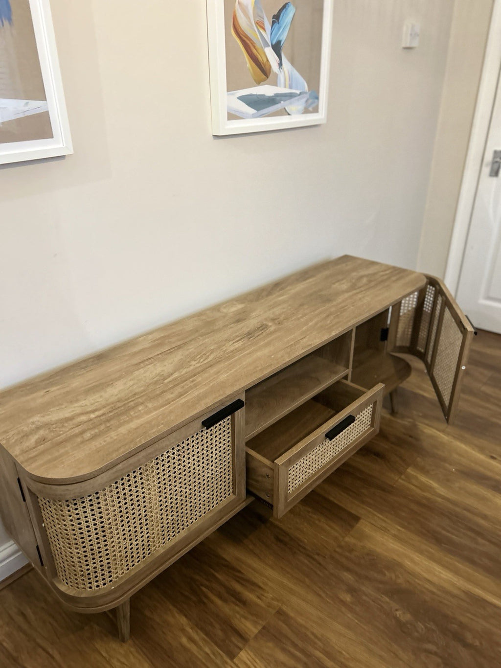 New Daals Izzy Curved Rattan 150cm TV Unit, Natural