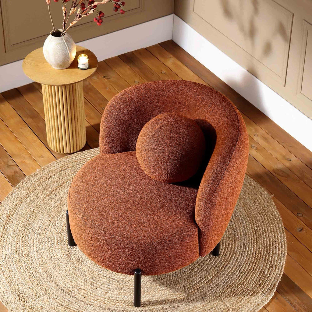 Daals Amboise Armchair with Ball Cushion, Brick Boucle (2 available)