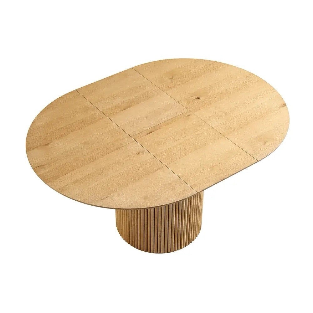 New Daals Maru Round 4-6 Seater Extending Dining Table, Oak Pedestal Japandi
