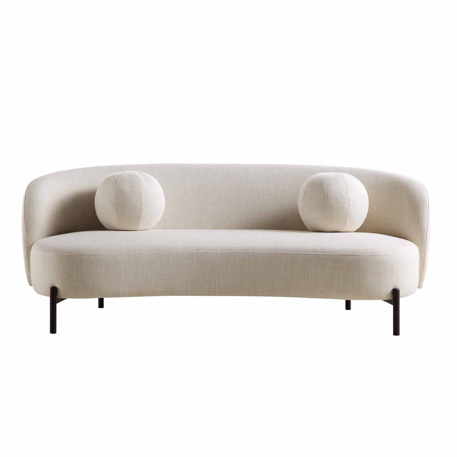 Daals Amboise 3-Seater Curved Sofa with Ball Cushions, Beige Linen Blend