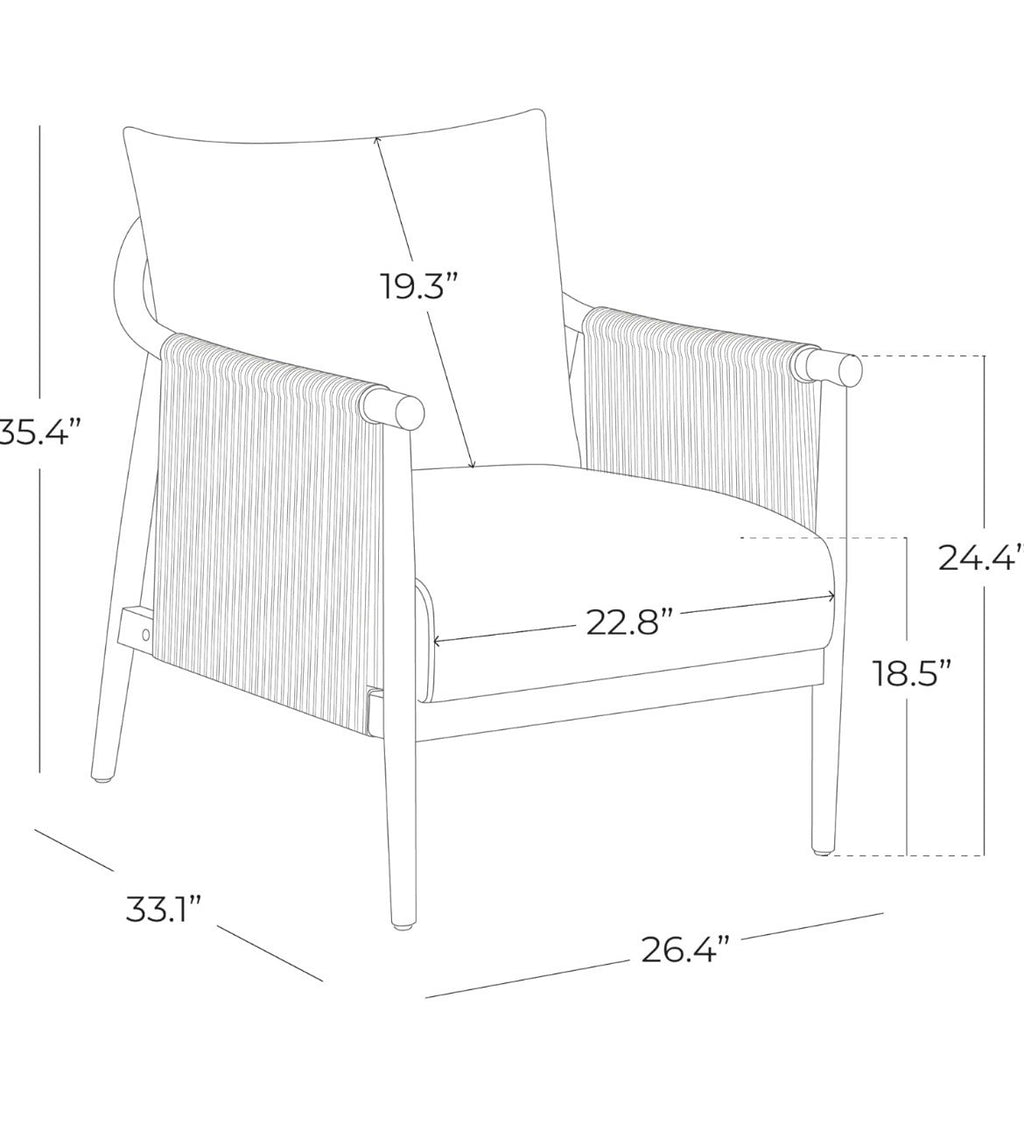 CHITA BRAID ACCENT CHAIR, MODERN ARMCHAIR