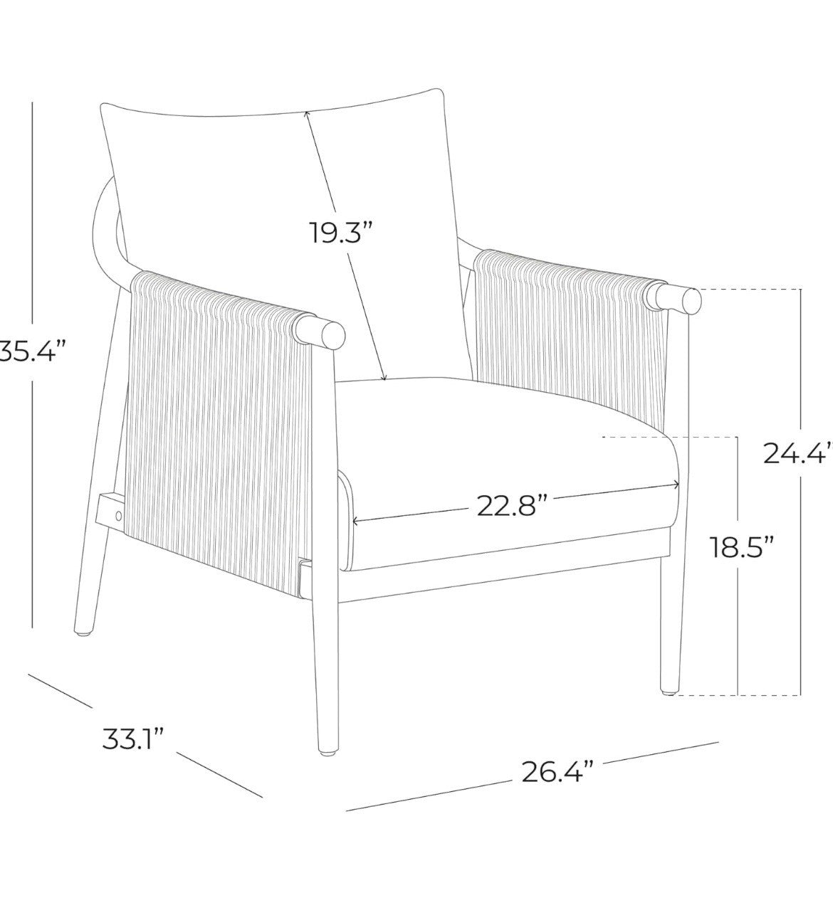 CHITA BRAID ACCENT CHAIR, MODERN ARMCHAIR
