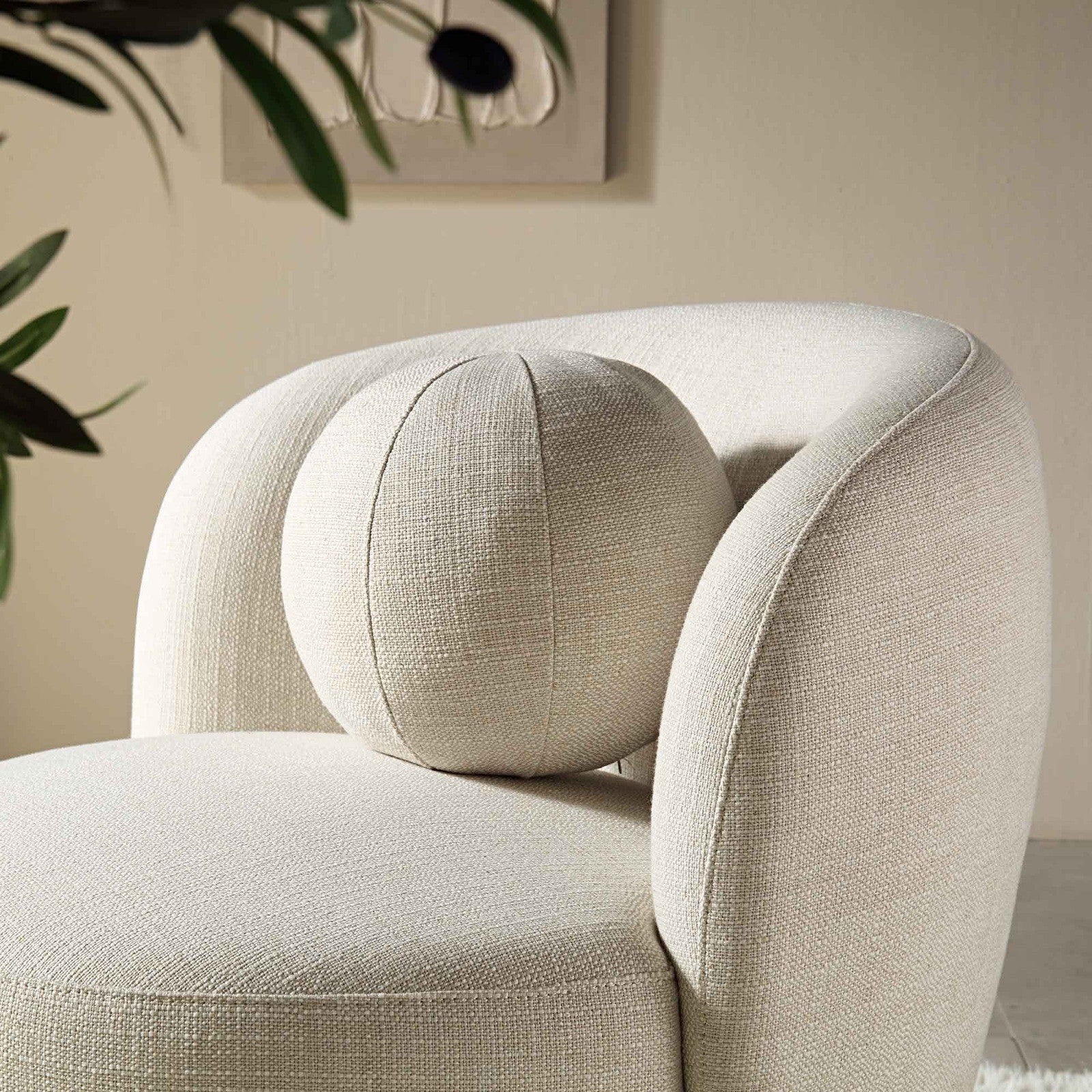 Daals Amboise Armchair with Ball Cushion, Beige Linen Blend