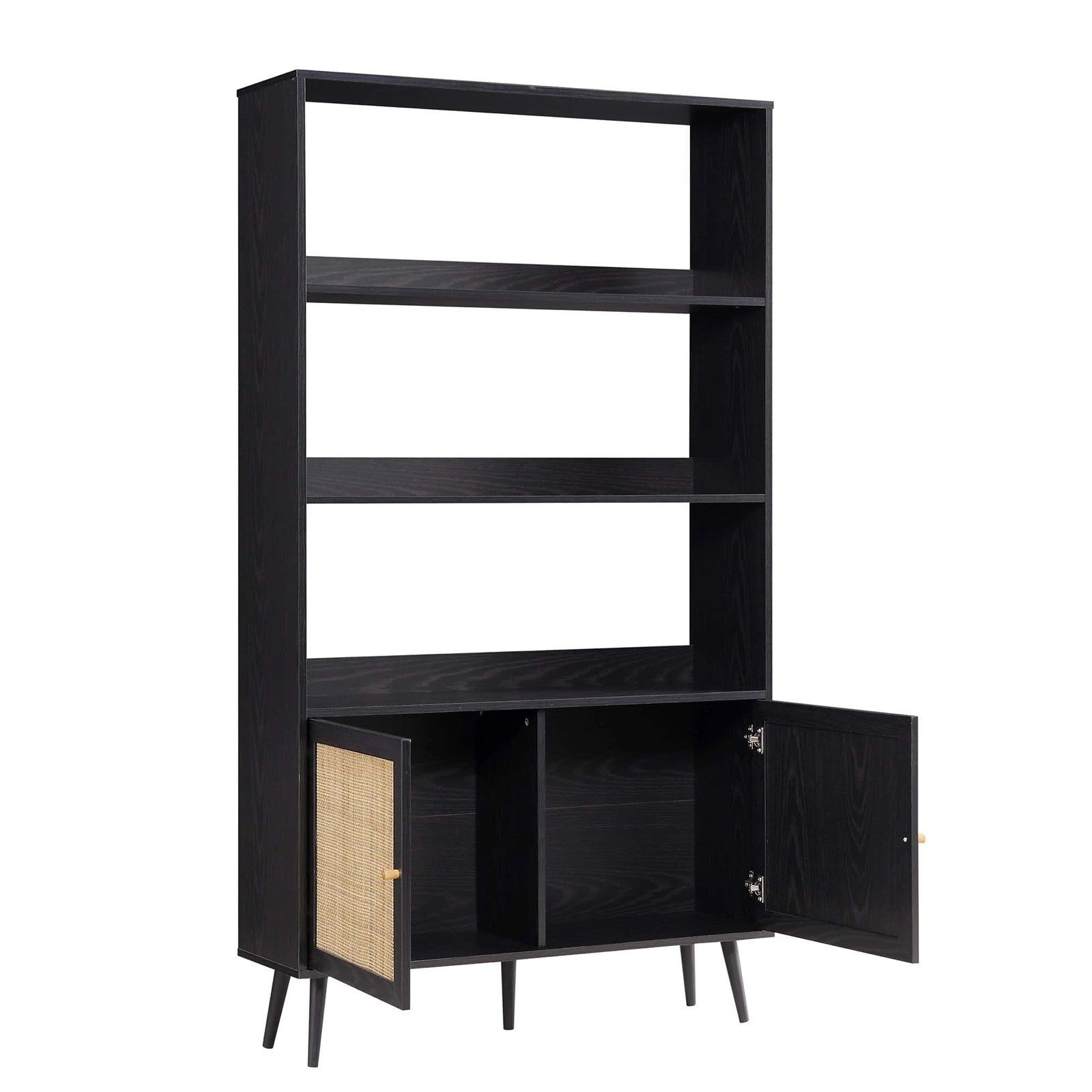 Daals Frances Woven Rattan Bookcase, Black